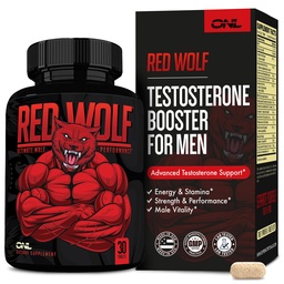ONL Red Wolf Testosteron Booster for Men - Ultimate Men 's Supplement for High Pottency Endurance, Energy & Strength - Testosteron Supplement for Men - w / Tongkat Ali Mężczyzna Enhancement - 30 Ct