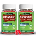 Glucynian magnezu 600 mg, Gummie magnezu dla kobiet i mężczyzn, z magnezem L- Threonian 300mg, CoQ10 i czarny pieprz, Wegan (120 Count)