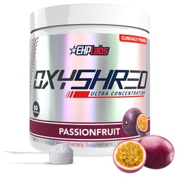 EHP Labs OxyShred przed treningiem proszku i rozdrabniania Suplement - Proszek do treningu wstępnego z L Glutamina i Acetyl L Karnityna, Energy Boost Drink - Passionfruit, 60 Słupki