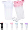 Butelka shaker Protein Shakes Cup i 10- unce / 300ML Butelka shaker z whisky kulki, Butelki shaker protein zestaw butelek, non- BPA plastik (biały + różowy (2PCS))
