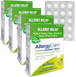 Boiron AllergyCalm Tablets 240 Count, Relief from Allergies and Hay Fever Symptom of Sneezing, Runny Nos, Swędzacze Oczy, Gardło, Alergia Calm Tabs (Formerly RhinAllergy) (Opakowanie 4 60ct Pudełka)