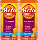 Metamucyl, Codzienne Pzyllium Husk Powder Supplement, Proszek bezcukrowy, 4-in-1 Włókno dla zdrowia trawiennego, Napoje pomarańczowe, 114 łyżeczki, 1.4 Funt (Opakowanie po 2)