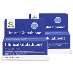 Terry Natural Clinical Glutathione - Przeciwutleniacz do Wysokiej Wchłaniania - Suplement dietetyczny z L- Glutathione - Wegański Suplement do Wsparcia Zdrowia Komórki - 60 Wolne tabletki topnienia (Opakowanie po 2)