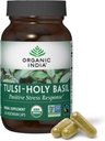 ORGANIC INDIA Tulsi Holy Basil Kapsułki - Święty Basil Extract - Święty Basil Suplement liści, Herbal Supplement, Wsparcie immunologiczne, Stress Relief, Wegan, Gluten- Free, Kosher, Organic, Non-GMO - 60 Kapsułki