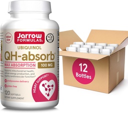 Jarrow Figuras QH- Absorb, 100 mg, Ubichinol Suplement diety dla zdrowej funkcji sercowo-naczyniowej, 120 Softgels, 120 Day Supply, 12 opakowań