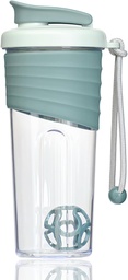 Butelka do shakera białkowego 24oz - Teal Transparent Tritan ze skalą pomiarową, Silicone Grip & Teal Shaker Ball - Perfect for Protein Shakes, Smoothies, and Supplements