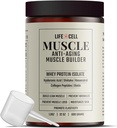 LifeCell Whey Protein – Anti-Aging Muscle Builder with Shiitake Mushroom, Collagen & Hyaluronic Acid – Unflavored, No Sugar Added, Soy-Free, Gluten-Free, 600g (18 Servings)