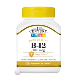 21 Century B- 12 5000 µg, 110 Cherry Flavored Podjęzykowe tabletki, 110 Hrabia