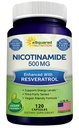 Nicotinamide with Resveratrol - 120 Capsules - Vitamin B3 500mg Supplement