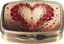 Dynippy Pill Case Pill Pudełko z lusterkiem Retro Pocket 2 Kompensation Medicine Case Vitamina Pill Organizer for Pocket Purse and Travel (wieniec Retro- Rose Heart)