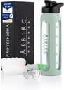 Fitness 124; 24 oz szklanej butelki shaker protein - BPA- Free, szczelność Lid, stali nierdzewnej mieszania Ball & Silicone Sleeve - siłownia shaker dla Smoothies, Shakes & Pre- Workout - Pastel Green