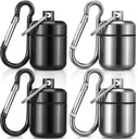 Hicarer 4 Pack Plug Case Przenośny uchwyt na pióro Wodoodporny metalowy mały pojemnik na pióro Przenośnik na zatyczki do uszu i biżuterii (czarny, szary)