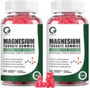 2 opakowania Magnezu Taurate Gumumie - Magnezu Taurate, Magnezu Glicynian, Magnezu Citrate Plus Cynk Witamina B6, Wsparcie zdrowia serca, Mięśnie Relax, Bone Health - 120 Count