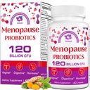 Menopauza Suplementy dla Kobiet, 120 Miliard CFU Menopauza Probiotyki dla Kobiet, All- Naturalny Probiotyk dla Hot Flash Menopauza, Nocne poty, Mood Swings, Gut i Hormon - 60 Kapsułki ziołowe