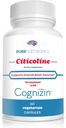 Pure Nootropics - CDP Cholina (Citicoline) Kapsułki 300 mg Kapsułki 124; 60 Veg Cap Value Pack 124; Wspomaga Cognitive Function and Performance, Pamięć, Uwaga i Zdrowie Mózgu 124; Biodostępny Cognizin