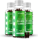 Vitamatic 3 Pack Irish Sea Moss Gummies- 3000mg Equivalent Per Serving (z ekstraktu 132.5 mg) - 60 Ct - Made with Bladderwrack & Burdock Root - Seamoss Supplement for Thyroid, Energia, Wsparcie immunologiczne
