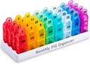 Pill Organizator Monthly 2 razy dziennie, 30 Pill Organizator AM PM, One Month Pill Box Organizator z unikalnym wzornictwem uchwytu, 31 Day Travel Midicine Pill Cases Trzymaj się witaminy, Suplementy i Leki