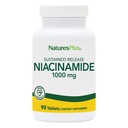 NaturesPlus Niacinamid, Trwałe uwalnianie - 1000 mg, 90 Tabletki - Wysokiej mocy witamina B3 Suplement - wegetarianin, Gluten Free - 90 Słupki