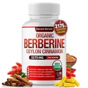 Organiczne Berberine z Ceylon Cynamon 2175mg - Premium berberberyna suplement wysokiej czystości ekstrakt USDA Organic, wsparcie systemu odpornościowego, Berberine Plus Complex, Non-GMO Wegan dla mężczyzn Kobiety 90 Kapsułki