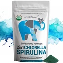 Chlorella Spirulina Proszek Organiczny 124; Super Zielone Proszek i Smoothie Mix 124; Bogaty w chlorofil dla immunologicznego wsparcia i energii 124; Surowy białko wegańskie 124; Spirulina Chlorella Proszek