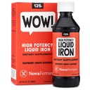 NovaFerrum Wow, 125 Wysoka moc płynny suplement żelaza dla dorosłych, Niedobór żelaza, 125 mg żelaza na dawkę 5 ml, Wegańskie zweryfikowane, Bez glutenu Certyfikowany, Bez cukru