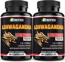 BEBEFEN Ashwagandha Capsules - 7550mg Formula Pills with Black Pepper Extract - 90 Capsules Ashwagandha Supplement for Energy Support - 3 Month Supply (Pack of 2)