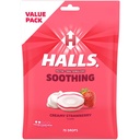 HALLS Throat Soothing (Poprzednio HALLS Breezers) Creamy Strawberry Throat Drops, Economy Pack, 70 Drops