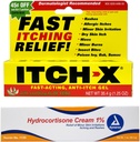 Itch-x Itch Relief Gel 1.25 oz + Hydrocortisone Cream 1 oz Fast Relief for Rashes, Minor Burns, Insect Bites, Poison Ivy, Oak, Sumac.