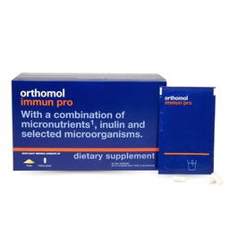Ortomol Immun Pro, Wsparcie immunologiczne, Probiotyczne Gut Suplement do Zdrowia, Inulina Prebiotyczne włókno, 30- Day Supply, Witamina A, B, C, D, E, Cynk, Jod, Probiotyki dla kobiet i mężczyzn, Proszek dzienny i kapsułki