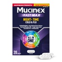 Mucinex Nightshift Cold & Flu, Maksymalna siła potężna wieloobjawowa ulga nocna, 20 kapilet szybkiego uwalniania - Reliever Pain / Fever Reducer, Cough Supressant, Antyhistamina