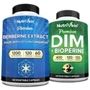 Żywotne żyły Premium DIM & Berberine Supplement Bundle: Wysokoabsorpcyjne Berberine & DIM Suplement z bioperine - dla równowagi hormonalnej, Regularność pokarmowa, Metabolizm, & Ogólny Wellness