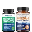 Omega 3 Olej rybny i kapsułki probiotyczne 124; Potrójne siły EPA & DHA z Probiotic Gut Health & Immune Supplement Supplement Equipment 124; Kompleksowy zestaw Wellness