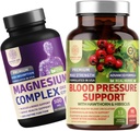 Numer jeden Nutrition N1N Premium Support Blood Pressure [13 Pothent Ingredients] z Hawthorn i Hibiscus oraz kompleks magnezu [500mg High Absorption], 2 Pack Bundle