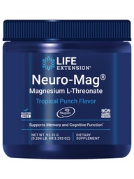 Life Extension Neuro-Mag Magnesium L-Threonate Powder (Tropical Punch) - Ultra-Absorbable Magnesium - Supports Memory, Focus, Cognitive Function & Mood - Gluten free, Non-GMO, Vegetarian (30 Servings)