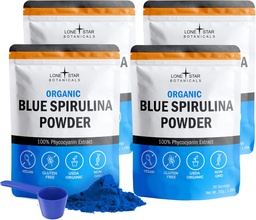 Organiczny niebieski Spirulina Proszek, 120 Servings - 100% Czysty Superfood Blue- Zielony Algae, Natural Food Kolorowanki dla Smoothies & Napoje białkowe - Nie GMO, Gluten- Free, Wegan + USDA Certified, No Fishy Smeak
