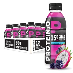 Napoje nawadniające protein2o - 2- in-1 Płynny klarowny izolat białka serwatki i napój elektrolitowy - 15 g białko, witaminy B5, B6 - Post- Workout Recovery - 16.9 Fl Oz - 12 Smoczy owoc