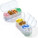 Cotygodniowe Pill Organizator Travel, 4 / 3 / 2 razy dziennie, Double- Sidered Design, Przenośne Pill Box do przechowywania witamin / Oleje rybne / Leki / Suplementy (2PC White)
