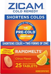 Zicam Cold Remedy Cynk Rapidmelts, Citrus Flavor, 25 Count (Opakowanie po 2)