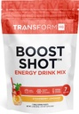 TransformHQ Boost proszkowy zestaw do napojów, Lemoniada truskawkowa, 7 opakowań, Suplementy energetyczne dla kobiet i mężczyzn, z kofeiną, Witamina B12, B9, B6 i B3