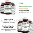 Natural Nutra Papaya Chewable Plant Enzymes Mieszanka do trawienia 90 Tabletki do żucia wegańskie i roślinne oparte na trawienne Enzyme Complex z Herbs 90 Vegan Kapsułki do trawienia, Zapobiega stomach.