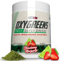 EHP Labs OxyGreens Super Zielone Proszek - Spirulina & Chlorella Superfood, Zielony Sok Proszek & Zielony Suplementy z włókna prebiotycznego, Przeciwutleniacze i Immunitet Wsparcie, 30 Serves (Truskawka. Data urodzenia: 15.1.1956