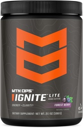MTN OPS Ignite Lite Energy Drink Powder Guten Free Nitric Oxide Supplement Drink Mix, L Arginina, L Cytrulina, Kofeina i cukier nootropowy Free Drink Mix, 45 Słupki, Las Berry