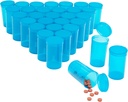 Juvale 30 Pack Puste butelki Pop- Top Pill - 19 Pojemność Dram - Blue Plastic - Czapki dla łatwego dostępu - Kontenery medyczne i fiolki z czapkami - Squeeze- Open Travel Vials