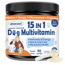 Proszek wielowymiarowy ZeBORA z Glukozaminą, Witaminami i suplementami do wsparcia immunologicznego, Skóra i Coat Supplement z Omega 3 dla Ulgi alergicznej, Probiotyki dla Digestive & Gut Health