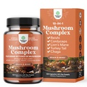 Advanced Mushroom Complex Capsules - 10X Lions Mane Supplement Capsules with Reishi, Chaga, Maitake & Shiitake for Brain Health Memory Support & Focus - Nootropic for Mental Clarity - 120 Count