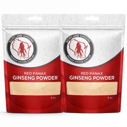Czerwony Panax Ginseng proszek z naturalnych żeńsnozydów (16 oz) - Wspiera zdrową energię, witalność, nastrój i więcej, Koreański Panax Ginseng proszek korzenny do koktajli, kawy lub napojów (2 opakowania)