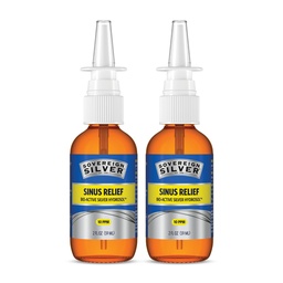 Sovereign Silver Sinus Relief Nasal Spray, 10 PPM Bio-Active Silver Hydrosol, Sinus Spray to Cleanse Mucus & Allergens, Drug-Free Nasal Cleanser, Non-Habit Forming – 2 fl oz (59mL), Pack of 2