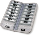 AM / PM Bi- Folding Pill Organizator + Supplement Case for OTC Medicine, Rescription + Vitamin - 14 Etykiety Monday-Sunday Slide Lock Pouches, Szary Travel Pill Case