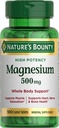 Nature 's Bounty Magnez, Suplement mineralny, Wspiera zdrowie kości i mięśni, 500 mg, Tabletki powlekane, 100 Hrabia