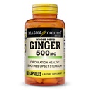 MASON NATURAL Whole Herb Ginger 500 mg, 2 Miesiąc dostaw, Natural Herbal Supplement, 60 kapsułki